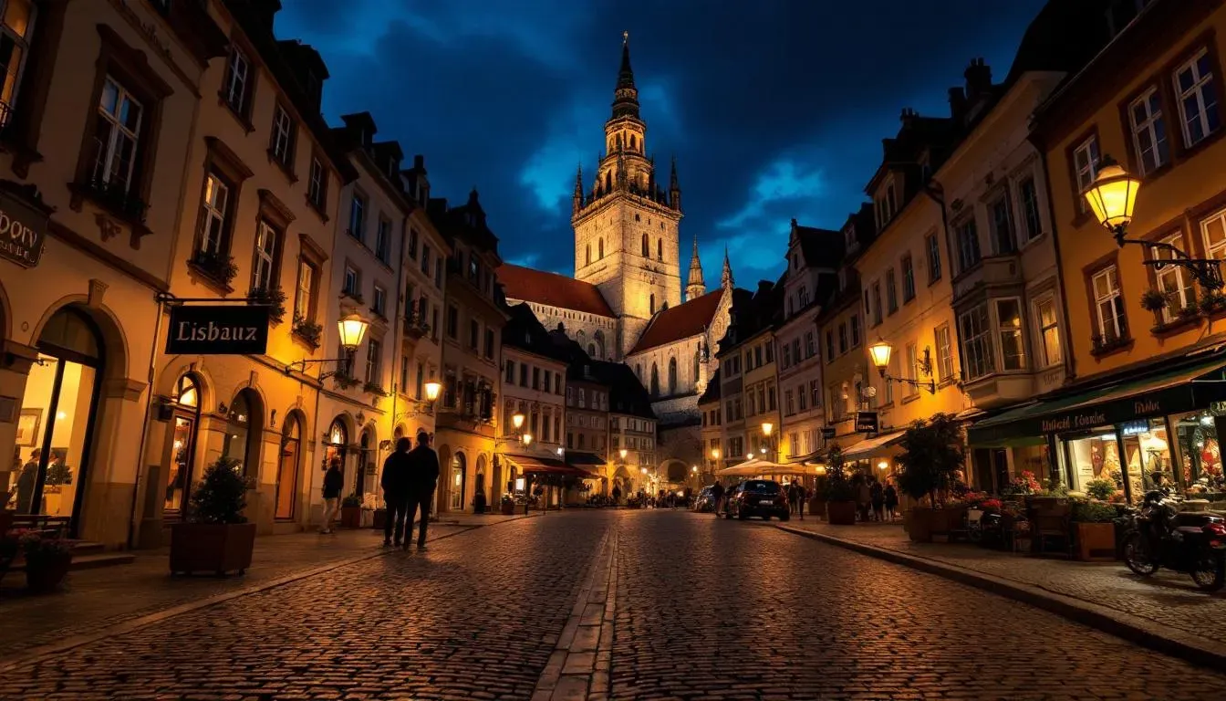 Sibiu Old Town at night - filming location in Romania
